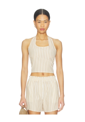 LNA Lir Halter Top in Tan,White. Size L. Also in M, S, XL, XS.