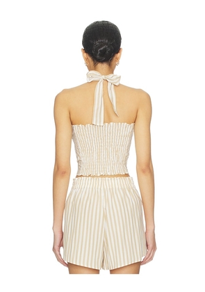 LNA Lir Halter Top in Tan,White. Size L. Also in M, S, XL, XS.