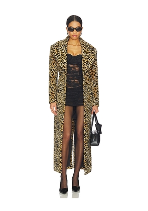 Markgong Jacquard Fitted-Waist Coat in Tan. Size 34/2. Also in 36/4, 38/6, 40/8.