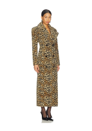 Markgong Jacquard Fitted-Waist Coat in Tan. Size 34/2. Also in 36/4, 38/6, 40/8.