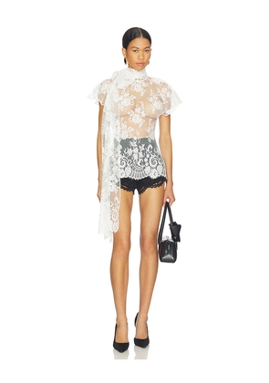 Markgong Knotted Long Sleeved Top in White. Size 34/2. Also in 36/4, 38/6, 40/8.