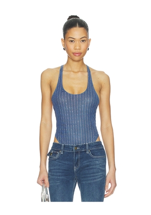 Ksubi Lara Mesh Bodysuit in Blue. Size L. Also in M, XL, XS.