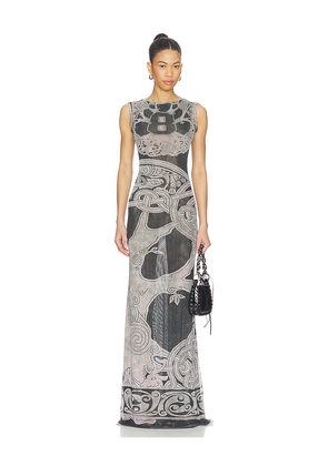 Ottolinger Mesh Maxi Gown in Black, Grey. Size L. Also in M, S, XL, XS.