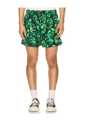 Market x Shrek All Over Print Mesh Shorts in Black,Green. Size L. Also in M, S, XL/1X.