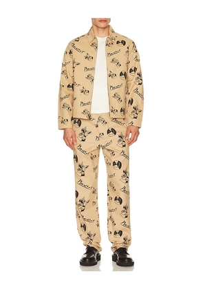 Market Smiley Cubism Work Jacket in Tan. Size L. Also in S, M, XL/1X.