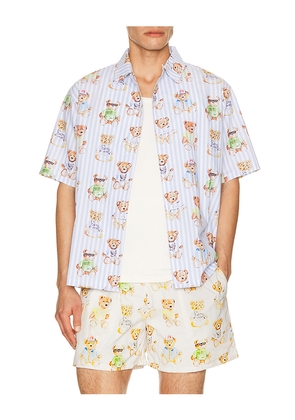 Market Teddy Striped Woven Shirt in Blue. Size L. Also in M, S, XL/1X.