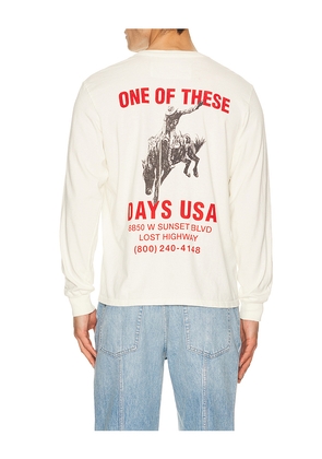 ONE OF THESE DAYS Break On Through Long Sleeve Tshirt in White. Size L. Also in M, S, XL/1X, XXL/2X.