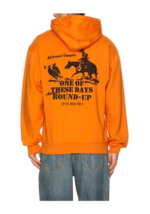ONE OF THESE DAYS Round Up Pullover Hoodie in Orange. Size L. Also in M, S, XL/1X, XXL/2X.