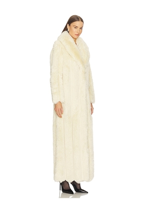 LOBA Luciana Faux Fur Maxi Coat in Cream. Size S. Also in XS, M, L, XL.