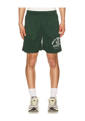 ONE OF THESE DAYS Mustang Athletics Mesh Shorts in Dark Green. Size L. Also in M, S, XL/1X, XXL/2X.