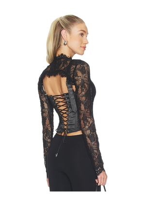 OW Collection Brisa Corset Top in Black. Size L. Also in M, S, XS.