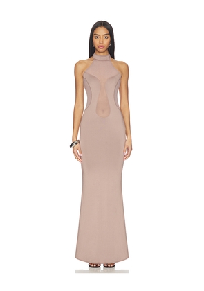 OW Collection Selia Maxi Dress in Neutral. Size L. Also in M, S, XL, XS.