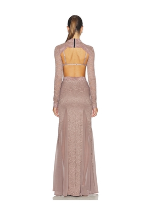 OW Collection Naia Maxi Dress in Brown. Size L. Also in S, XS, M.