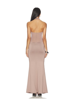OW Collection Selia Maxi Dress in Neutral. Size L. Also in S, M, XS, XL.
