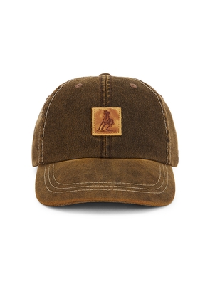 ONE OF THESE DAYS Running Horse Leather Patch Hat in Brown.