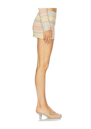 Kapri Kendall Mini Skirt in Yellow, Pink. Size L. Also in S, XL.