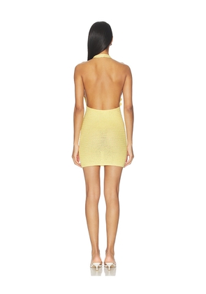 MORE TO COME Mimi Halter Mini Dress in Yellow. Size L. Also in XS, S, M.