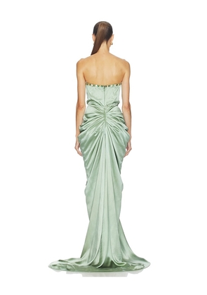 LA FUORI Silver Sage Crystal Gown in Sage. Size M. Also in XS, S, XL.
