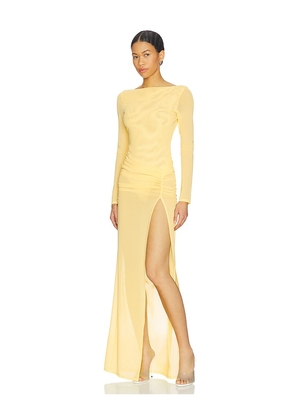 NBD Amalya Maxi Dress in Lemon. Size L. Also in XS, S, M, XL.