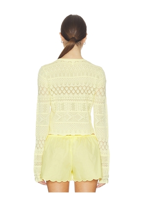 LoveShackFancy Brigette Cardigan in Lemon. Size L. Also in XXS, XS, S, M, XL.