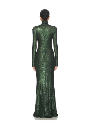 Norma Kamali Long Sleeve Turtle Fishtail Gown in Army. Size M. Also in XS, S.