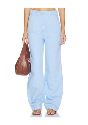 MOTHER The Bee's Knees Stud Finder Sneak Jeans in Baby Blue. Size 23. Also in 24, 25, 26, 27, 28, 29, 30, 31, 32, 33, 34.