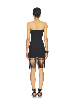 MORE TO COME Shion Fringe Mini Dress in Black. Size L. Also in XXS, XS, S, M, XL.