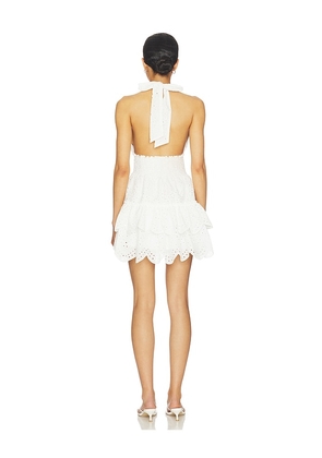 MORE TO COME Toni Halter Mini Dress in White. Size L. Also in S, XS.