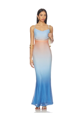 MINKPINK Solstice Ombre Mesh Maxi Dress in Blue. Size L. Also in M, S, XL, XS.