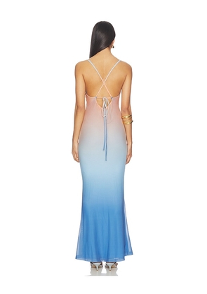 MINKPINK Solstice Ombre Mesh Maxi Dress in Blue. Size L. Also in S, XS, M, XL.