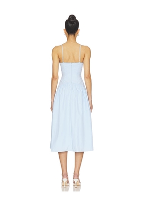 MORE TO COME Margaery Midi Dress in Baby Blue. Size L. Also in S.