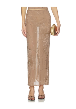 NBD Tanuja Maxi Skirt in Taupe. Size L. Also in M, S, XL, XS, XXS.