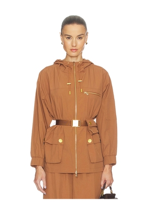 L'AGENCE Calina Windbreaker Jacket in Cognac. Size L. Also in M, S.