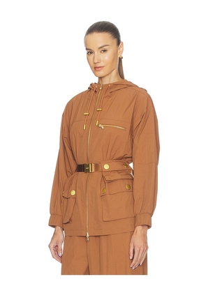 L'AGENCE Calina Windbreaker Jacket in Cognac. Size L. Also in XS, S, M.
