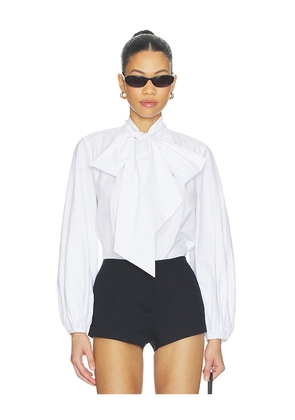 L'AGENCE Deon Tie Neck Blouse in White. Size L. Also in M, S, XS.