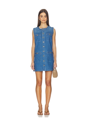 MOTHER The Stashed Picky Mini Dress in Blue. Size L. Also in M, S, XL, XS.