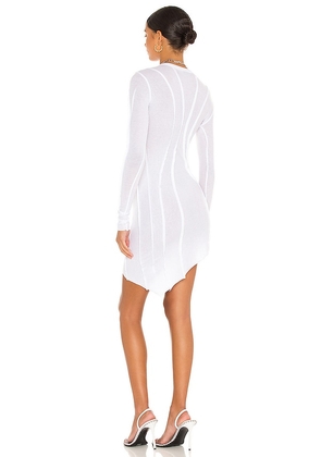 SAMI MIRO VINTAGE Asymmetric Baby Rib Mini Dress in White. Size S. Also in XS.