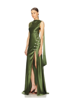 SAU LEE Priscilla Gown in Olive. Size 4. Also in 2.