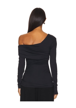 Susana Monaco One Shoulder Off Shoulder Long Sleeve Top in Black. Size S. Also in XS, M, L.