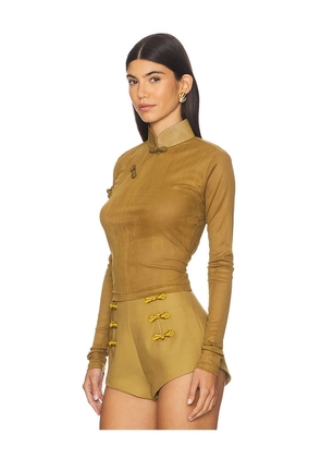 SAU LEE Kia Knit Top in Olive. Size 10. Also in 4.