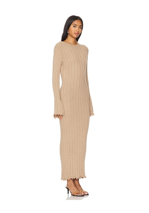 SNDYS Baha Long Sleeve Maxi Dress in Tan. Size M. Also in L, S, XL, XS, XXL.