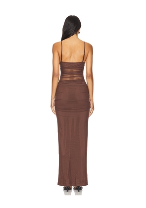 superdown Celeste Maxi Dress in Chocolate. Size M. Also in XS, XXS, S, L, XL.