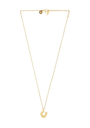 petit moments Horse Shoe Charm Necklace in Metallic Gold.