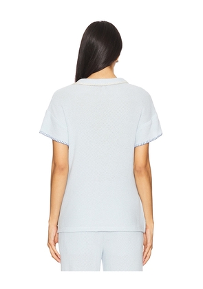 SUNDRY Mesh Camp Shirt in Baby Blue. Size M. Also in S, XS.