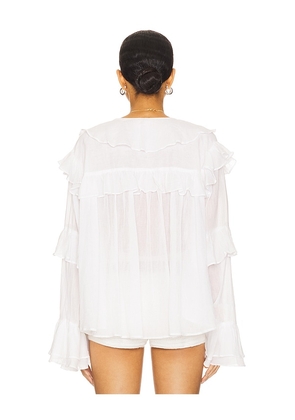 Show Me Your Mumu Joss Ruffle Top in Ivory. Size M. Also in S, XS, L, XL.