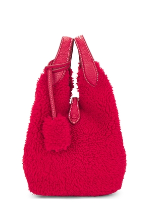 Polo Ralph Lauren Shearling & Pebble Leather Crossbody Tote Small in Red.