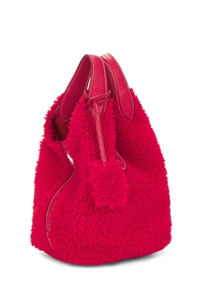 Polo Ralph Lauren Shearling & Pebble Leather Crossbody Tote Small in Red.