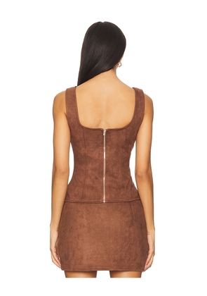 superdown Patsie Faux Suede Top in Brown. Size XS. Also in M, S.