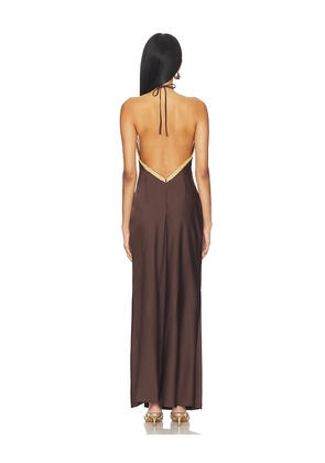 Runaway The Label Shae Halter Maxi Dress in Chocolate. Size S. Also in XL.