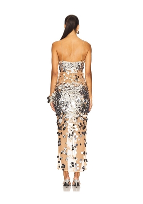 retrofete Mischa Sequin Dress in Metallic Silver. Size L. Also in S.